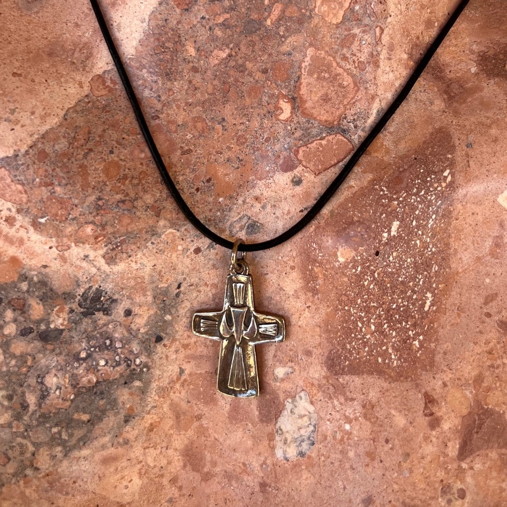 "16" Inch Silver Solid Dove Cross Pendant